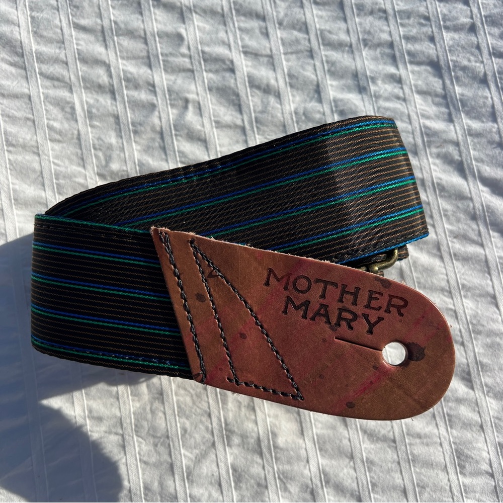 NWOT Mother Mary Company Black Pinstriped Guitar Strap